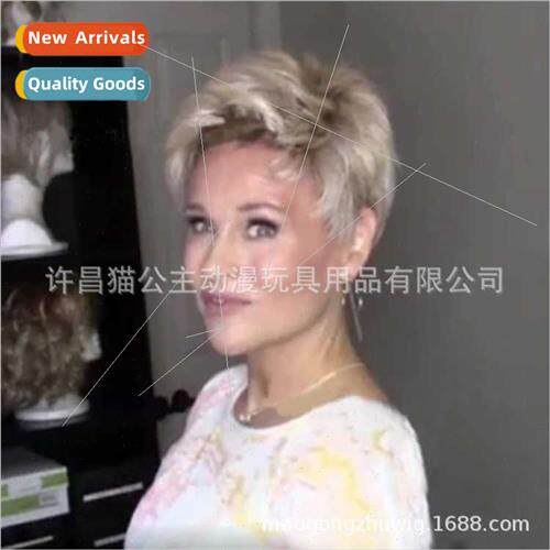 Europe fashion women whe wig fluffy chemical fiber short hai