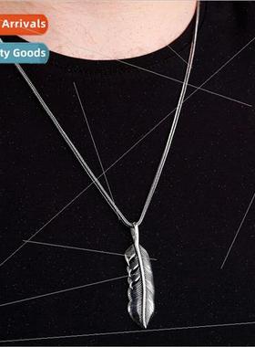 Europe ins simple feather necklace 适用men women personalize