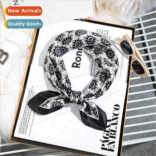 New satin silk 70cm printed long small silk scarf square sca