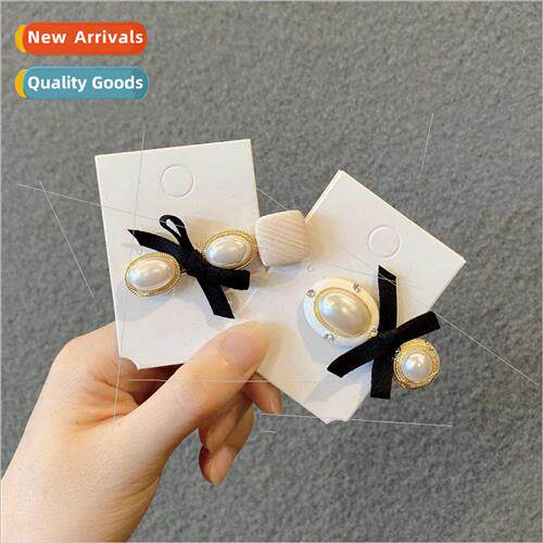 Korea wind hair clip imation pearl black bow baroque court s