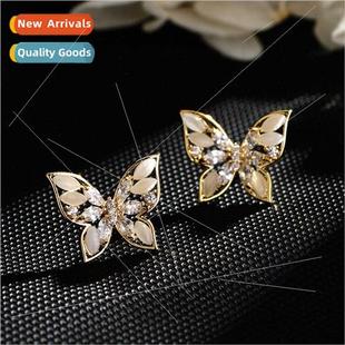 eye butterfly pin simple earrin silver cat S925 New zirconia