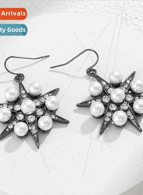 Summer new gunmetal black electroplating hexagram diamond im