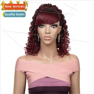 african wig kinky curly one piece bangs ponytail synthetic p
