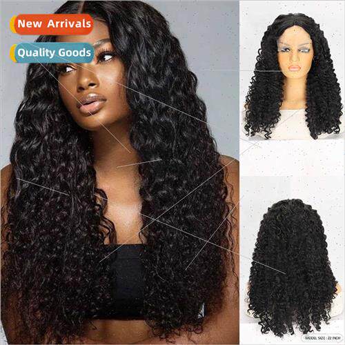 Wigs Europe Women Lace Chemical Fiber Head Covers Black Medi