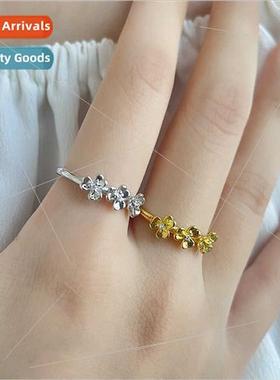 Zirconia Flower Ring New Europe Delicate Three Leaf cky Stra