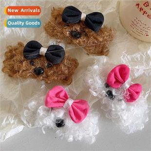 clip hairpin rolled female bear fluffy bow Korea cartoon