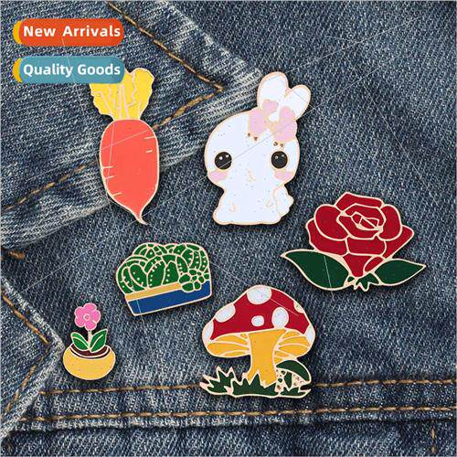 Cartoon cute bunny corsage carrot plant alloy oil drop brooc