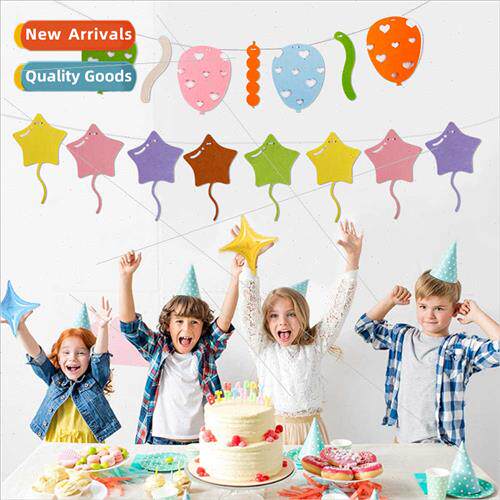 Children birthday decoration ins love balloon pull flag hang