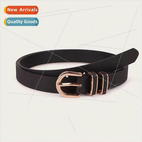 new texture women double ring applique leather real buckle b