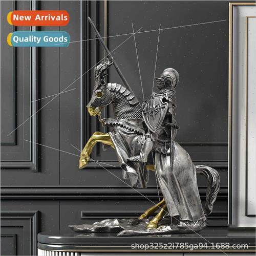 Scandinavian retro armor knight horse to success ornaments c