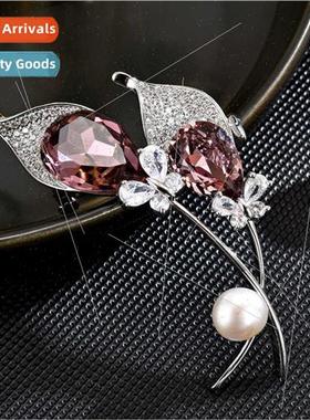 Europe upscale versatile classic double calla lily coat broo