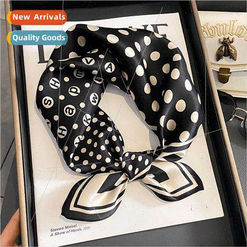 2023 new spring fall Korean  polka dot silk square scarf fem