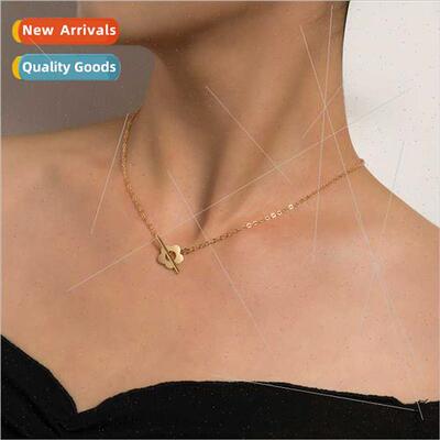 Korea ins simple chain necklace niche flowers OT buckle shor