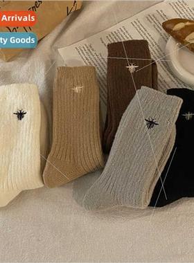 Embroidery wool socks female Merad Korean ins tide mid-calf