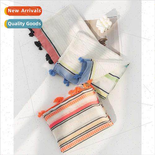 Spring new striped scarf hundred wh commuter fashion tassel