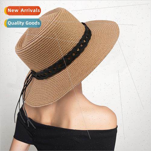 Spring and summer female straw woven flat cap sunscreen suns
