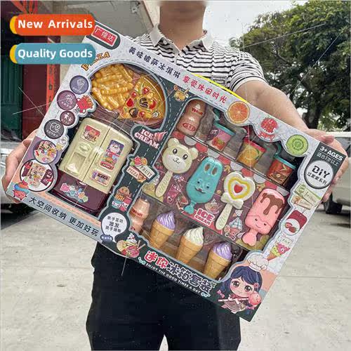 Children play house dining toys can be stowed large refriger