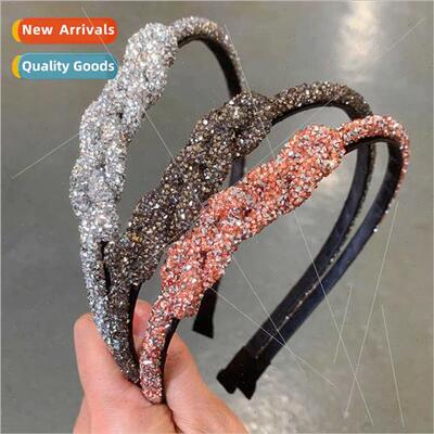 Korea rhinestone twist braid hair band fine edge drill rope