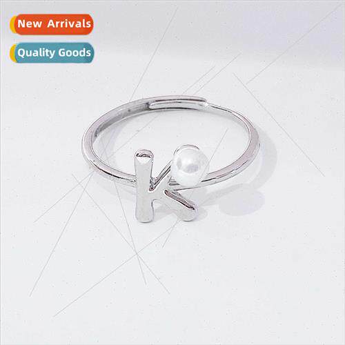 Korea fashion letter K pearl ring ins niche fashion hundred