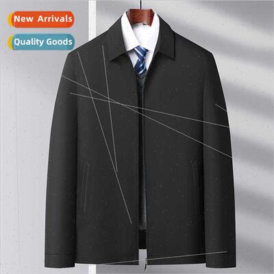 Men flip collar goose down jacket winter liner removable jac