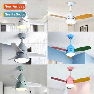 Scandinavian ceiling fan light shi modern simple macaron wh