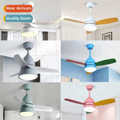 Scandinavian ceiling fan light shi modern simple macaron wh