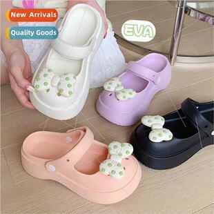 Baotou Polka Outdoor Shoes Beach Summer Bow Dot Sweet Cute