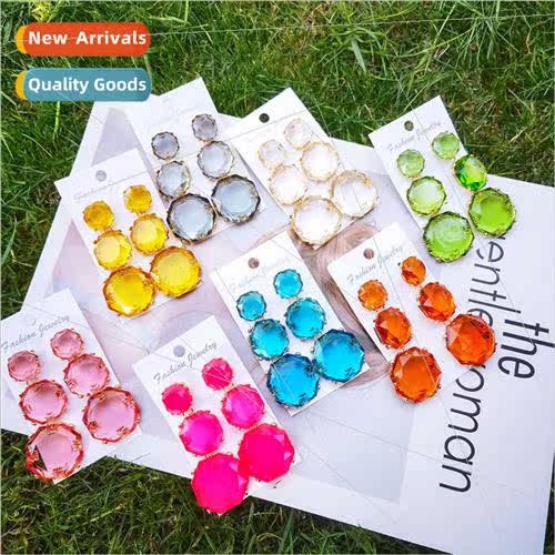 Europe earring fashion ZA earrings transparent resin colorfu