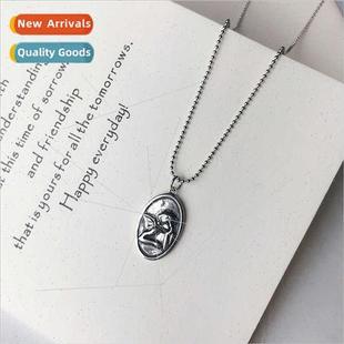round coin cute s925 baby necklace angel nec silver