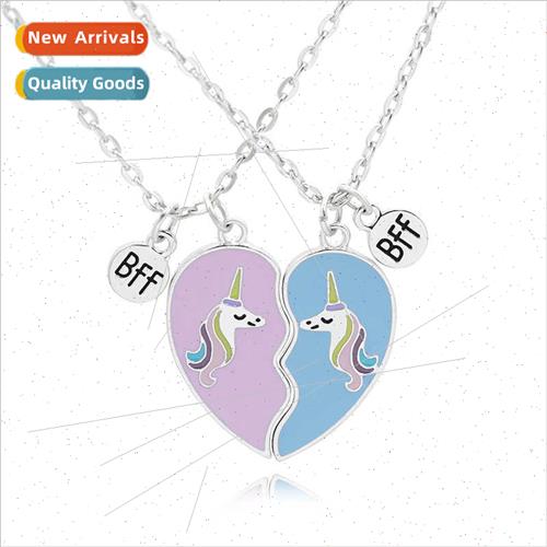 Korean  fashion unicorn necklace girlfriends 2 love splicing