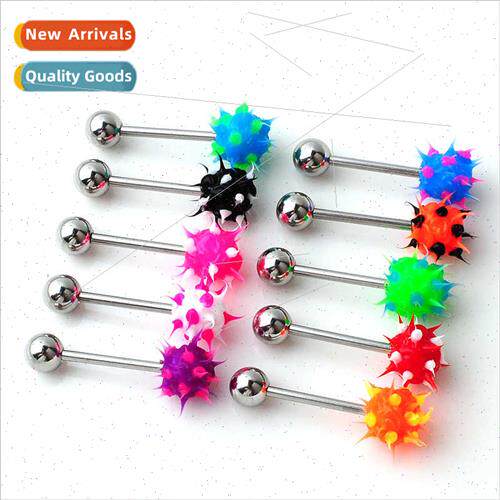 Hair ball stainless steel tongue stud Body piercing jewelry