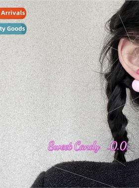 Two wearing candy color clashing beads earrings female sweet