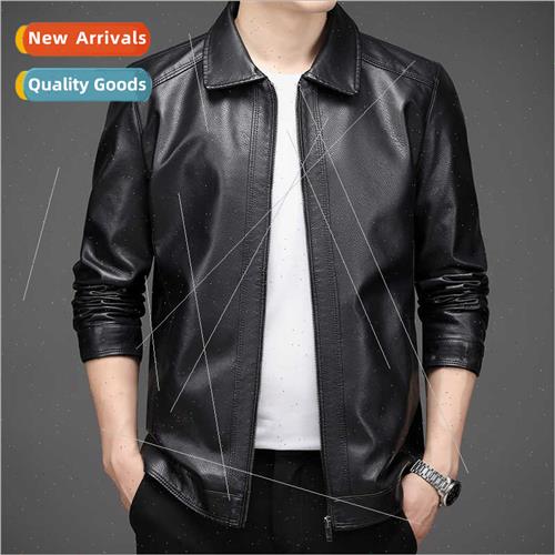 PU leather jacket jacket lapel men father installed in sprin