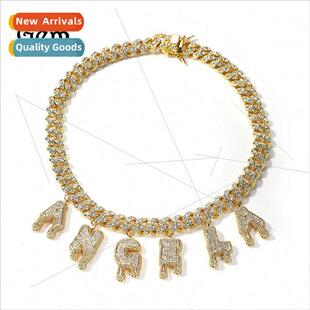 letters electroplated Europe digal chain DIY Cuban new alloy