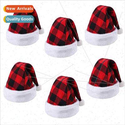 2023 Christmas decorations Christmas hats black red plaid ha