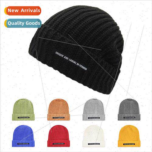 new thick needle bar letters knted cap fall winter coarse kn