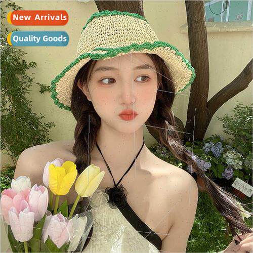 ngle ~ Japanese ins sunscreen basin hat retro color combinat