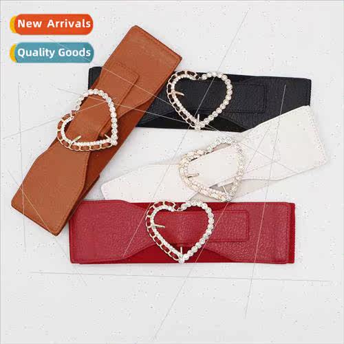 Women elastic wide waist seal heart-shaped decorative belt b