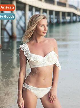 Bikini Swimwear Crochet Ruffle Women Spl Swimsu Plus ze Tie