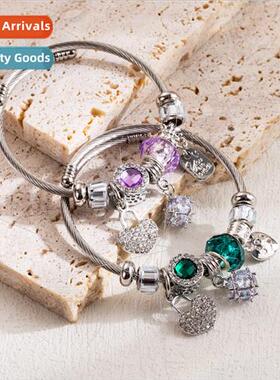 DIY Beaded Bracelet Exquise Heart Pendant Bracelet Stainless