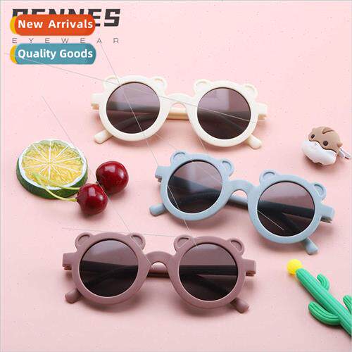 new round frame bear children sunglasses cartoon candy color