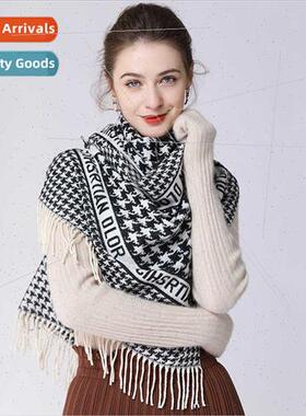 Thousbirds check scarf female winter thickened core yarn sca