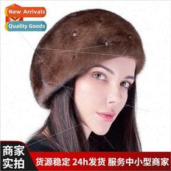 Winter ladies new warm whole mink mink fur hat moccasin ear