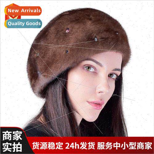 Winter ladies new warm whole mink mink fur hat moccasin ear