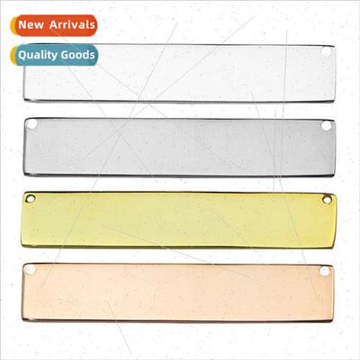silver diy jewelry accessories simple engraved LOGO rectangl