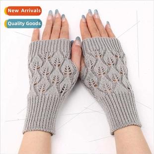 winter woo leaf finger open knted fall new gloves short G293
