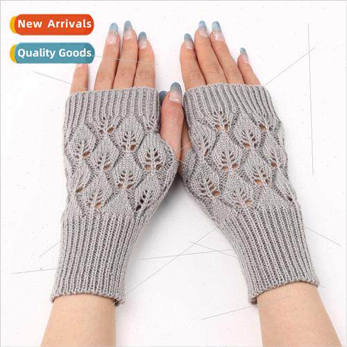 G293 short leaf gloves new fall winter knted open finger woo