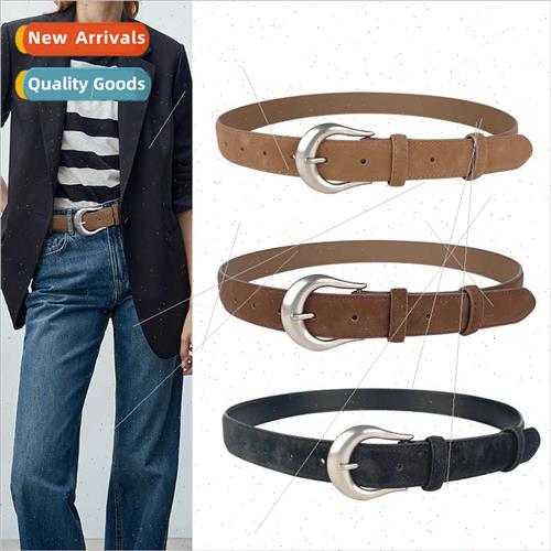 Vintage Frosted Cowhide Women Leather Belt Hundred mple Casu