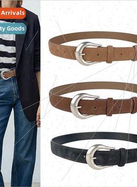 Vintage Frosted Cowhide Women Leather Belt Hundred mple Casu