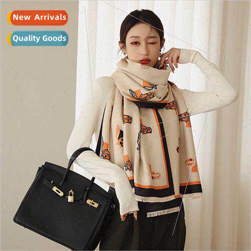 Korean  imation cashmere fall winter scarf 2023 new medium-l